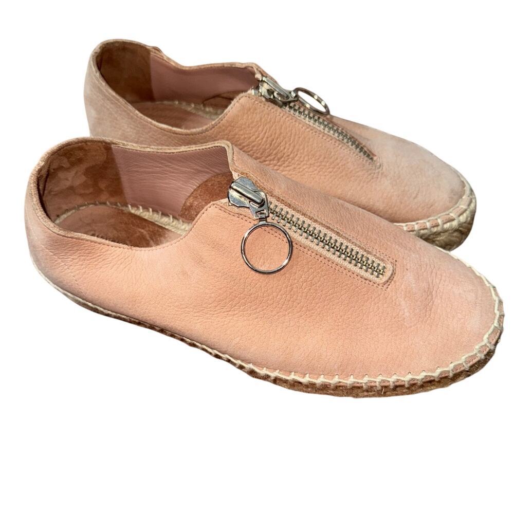 Alexander Wang Womens Devon Zip Espadrille Flats Blush Tan Leather Size 37/7